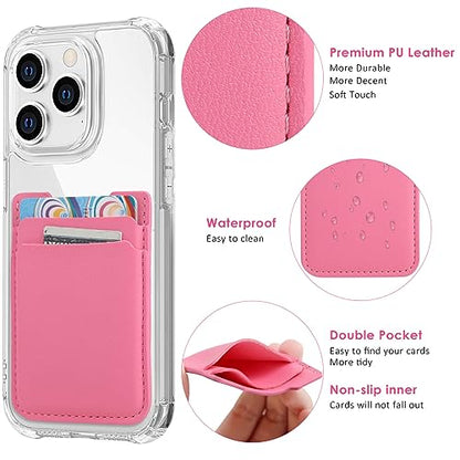 Fulgamo Phone Wallet Stick on,Card Holder for Phone Case,Phone Card Holder - color: Hot Pink,Purple,Nude