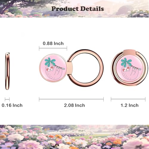 Cell Phone Ring Holder Stand, 360° Rotation Metal Kickstand, Compatible with iPhone 16 Pro Max/15/14/13/12, Galaxy S25/S24 Ultra - color: Cute Sloth Magnetic Kickstand Grip