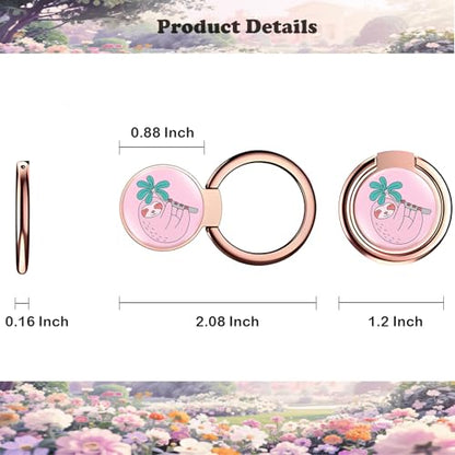 Cell Phone Ring Holder Stand, 360° Rotation Metal Kickstand, Compatible with iPhone 16 Pro Max/15/14/13/12, Galaxy S25/S24 Ultra - color: Cute Sloth Magnetic Kickstand Grip