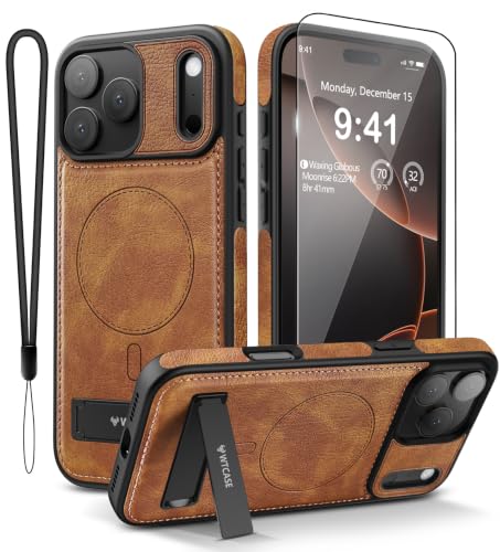 WTCASE Magnetic for iPhone 1R Pro Leather Case,Built-in Invisible Stand [Compatible with Magsafe] Protective Slim Kickstand Phone Cover (2025) (Brown, iPhone 1R Pro) - color: Brown, size: iPhone 1R Pro