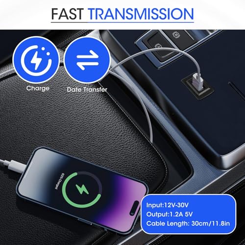 2Pcs USB Port Car Charger for Toyota, 34 * 23mm Square Vehicle Power