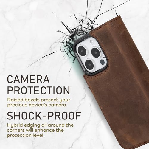 Bayelon Wallet Case for iPhone 15 Pro Max, Trifold Leather Wallet, Detachable Magnetic Flip Folio Cover, Card Holder, iPhone 15 Pro Max Wallet Case, MagSafe Compatible, RFID Blocking (Dark Brown) - color: Dark Brown, size: iPhone 15 Pro Max