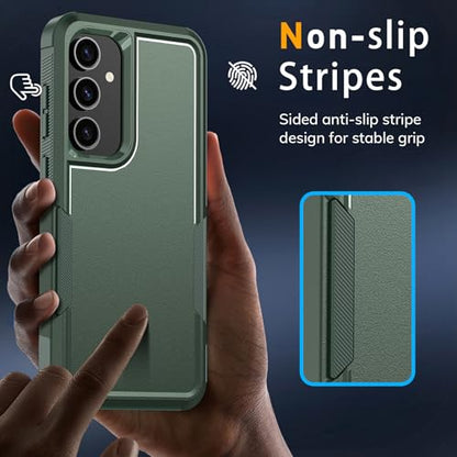 Vinve for Samsung Galaxy S24 FE Case with HD Screen Protector, Military-Grade Shockproof & Dual-Layer Protection, Anti-Slip Grip Design Phone Case, Blackish Green - color: Blackish Green