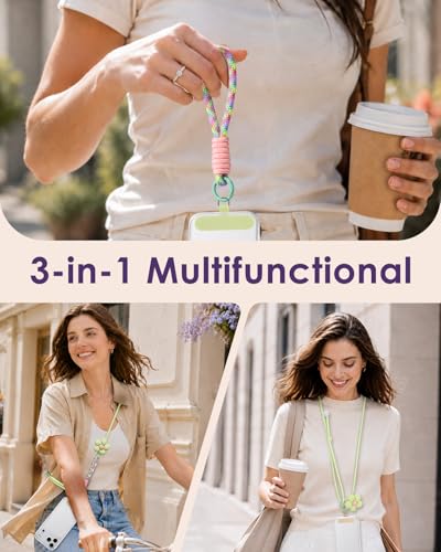 Swooflia Cell Phone Crossbody Lanyard for Women - Adjustable, Lightweight Strap with Tether Tabs for Travel Hiking Hands-Free - color: Floral Green