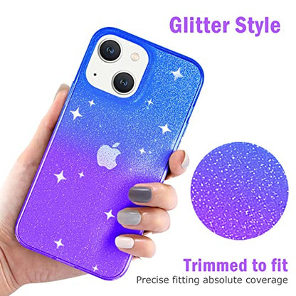 JJGoo Compatible with iPhone 13 Case, Glitter Soft TPU Shockproof Protective Bumper Cover, Sparkle Bling Sparkly Cute Slim Women Girls Phone Case for iPhone 13, 6.1inch, Gradient Glitter Blue Purple - color: Gradient Blue & Purple