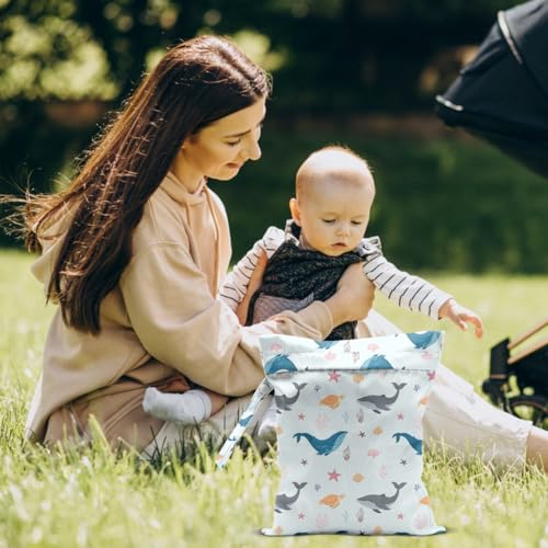 Wet Dry Bags for Diaper Waterproof Swimsuit Washable Reusable Bag for Beach Diapers Dirty Yoga Gym Clothes Plant Gifts for Men Baby Friend Women 12.5x10.2 Inches - color: Fish8