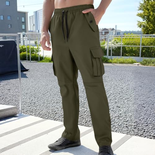 Men Cargo Pants Cotton Twill Breathable Tactical Waterproof Flap Pockets Hiking Beach Fishing Tactical Pants for Men - color: A Army Green, size: Large