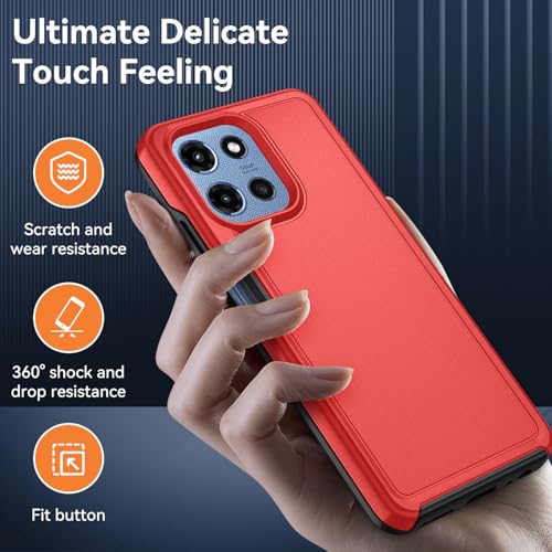 for Motorola Moto G 5G 2025/2026 Case with HD Screen Protector, Moto G Play 2026 Heavy Duty Shockproof Military Grade Full Body Protection Phone Cover (Red/Black) - color: Red/Black