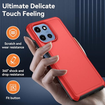 for Motorola Moto G 5G 2025/2026 Case with HD Screen Protector, Moto G Play 2026 Heavy Duty Shockproof Military Grade Full Body Protection Phone Cover (Red/Black) - color: Red/Black