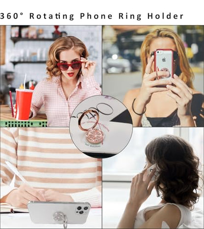 2 Pack Phone Grip Holder Adhesive, 4-Leaf Clover with Bling Diamond Thin Smartphone Finger Grips Loop Handle Stand for the Back of iPhone - Gold, Rose Gold - color: Gold, Rose Gold