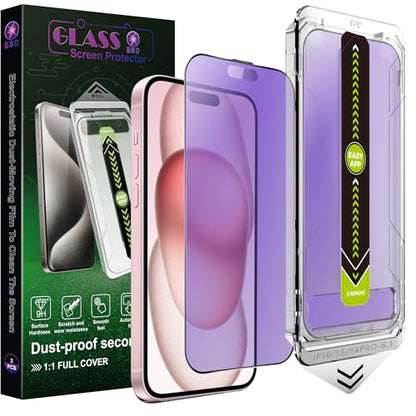 2 Pack Anti Blue Light Matte Screen Protector for iPhone 14 Pro/15/16 (6.1-Inch),9H Tempered Glass,Anti-Glare,Full Coverage,Anti-Fingerprint,Auto Dust Removal,Bubble-Free