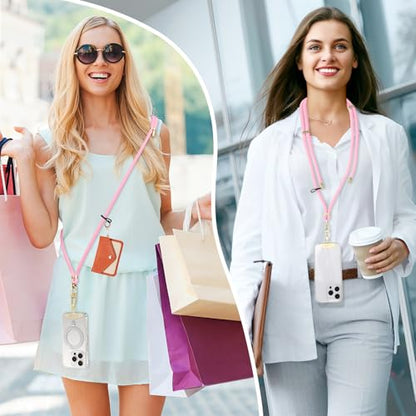 Adjustable Anti-Theft Phone Lanyard Neck & Crossbody Strap with 0.2mm Metal Tab & Comfort-Fit 8mm Rope (Light Pink) - color: Light Pink