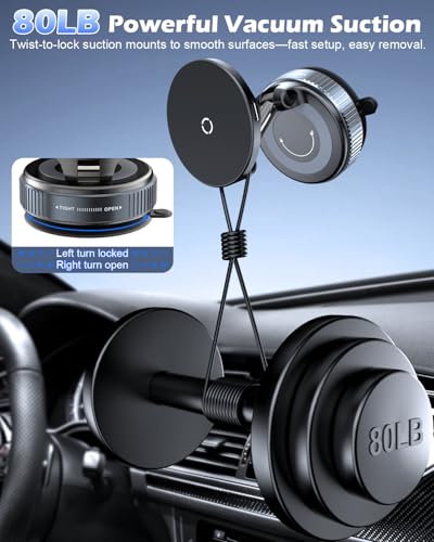 CloudValley 15W MagSafe Vacuum‑Suction Magnetic Car Charger Phone Holder - style: Charger Mount