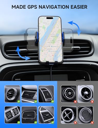 Wireless Car Charger 15W Auto Clamping Phone Holder Dash Windshield Vent - color: Blue