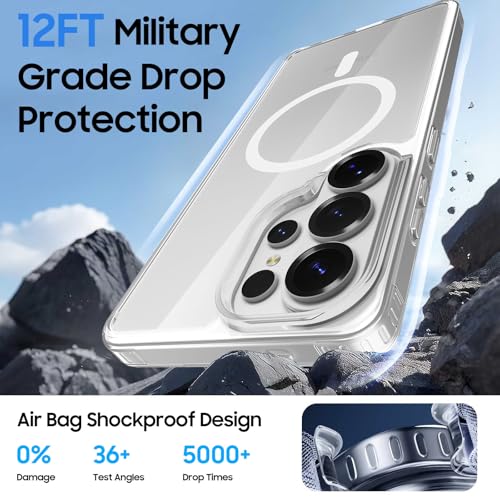 Magnetic for Samsung Galaxy S26 Ultra Wallet Case with Card Holder﻿ | Compatible with MagSafe, Shockproof Phone Cover with Detachable RFID Blocking Card Slot, Clear & Black - color: Clear with Black, size: S26 Ultra 6.9"