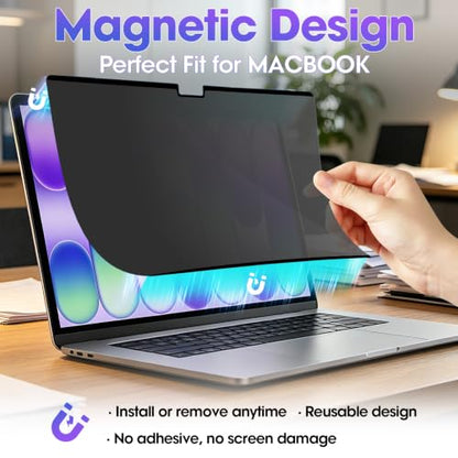 Anti-Spy Removable Shield for MacBook Air 13/13.6 (2022-2026 M2-M5), Magnetic Privacy Screen with 60° Blackout, Perfect for Open Desk Area - size: MacBook Air 13.6/13 Inch (2022-2026, M2, M3, M4)