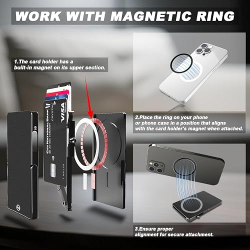 Magsafe Phone Wallet with Adjustable Stand,Pop up Phone Card Holder Black - color: Black