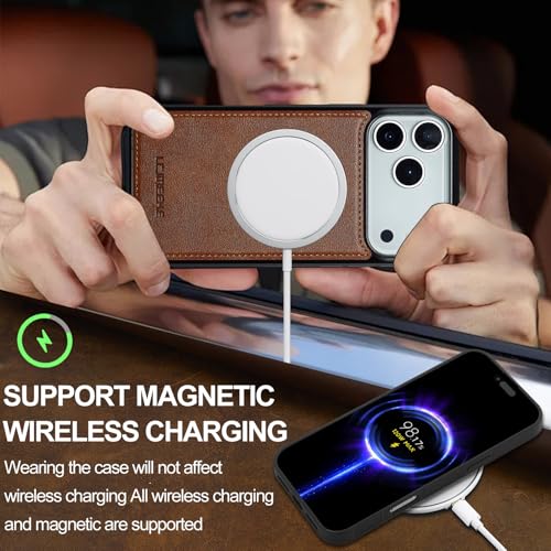 L3 2 in 1 Detachable Leather Wallet and Phone Cases Compatible with iPhone 17 Pro Case with Card Holder RFID Blocking, Compatible with Magsafe Charging 6.3 Kickstand (Brown, IP 17 Pro) - color: Brown, size: 6.3