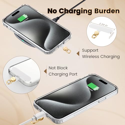 OUTXE Phone Tether Tab Rotatable 360°, 4 Pack Phone Lanyard Patch for Phone Strap Compatible iPhone & Other Cell Phone (White) - color: White
