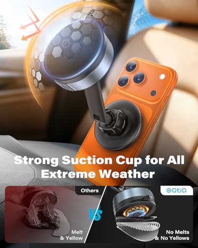 OQTIQ Magnetic Phone Holder for Car, Suction Cup Phone Mount for MagSafe