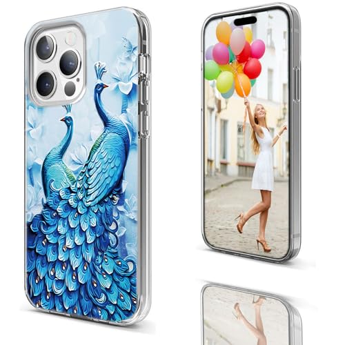 for iPhone 14 Pro Max Case for Women Girl Men, Full Protective Shockproof Slim Soft TPU Clear Phone Cover Cases for iPhone 14 ProMax 6.7,Beautiful Blue Peacock Butterfly Flower - color: Blue Peacock Butterfly