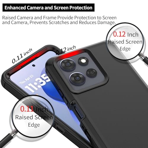 Rugged Phone Case for Moto G Power 5G 2025/Moto G Play 2025, with Belt Clip Holster & Kickstand Heavy Duty Shockproof Protective Full Body Case (Black) - color: Black