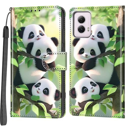 Case Wallet for Motorola Moto G Power 5G 2024, Panda | Kickstand, 3 Card Holder, Shockproof TPU Interior Shell, PU Leather, Magnetic Flip Cover, Lanyard Strap - color: Pic:08