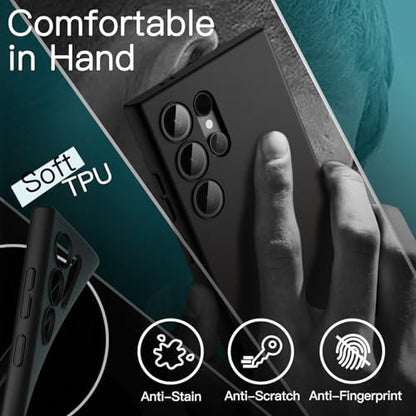 JETech Slim Case for Samsung Galaxy S24 Ultra, Black | Camera Lens Protection, Soft TPU Design, Matte Finish, Shockproof Protection - color: Black, size: S24 Ultra