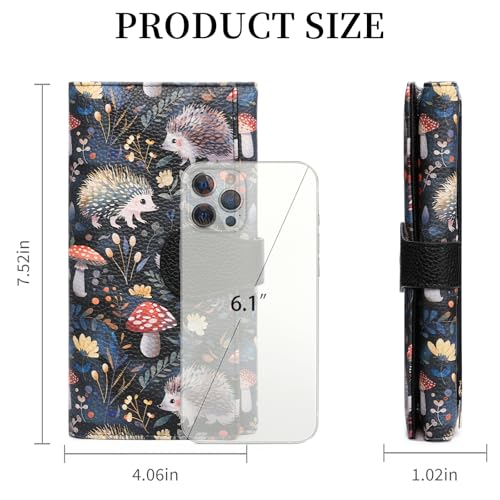 GOIACII Women's Wallet RFID Blocking Large Capacity Card Holder Ladies Phone Clutch Travel Long Purse Hedgehog Print - color: Z03 Hedgehog Print Black