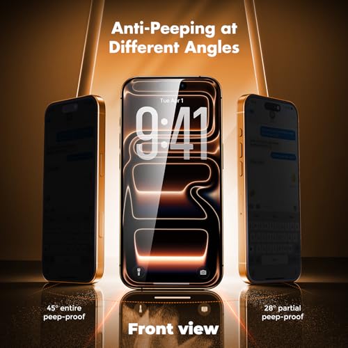 UNBREAKcable Privacy Screen Protector for iPhone 17 Pro Max, Full Coverage Shatterproof Tempered Glass[True 28°Anti Spy][9H Hardness][Easy Installation Frame]2-Pack Private Screen for iPhone 17 ProMax - size: iPhone 17 Pro Max