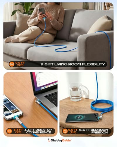 chubbycable RotateX 240W 180° Rotating USB C to USB C Cable, Blue, 3.3ft - color: Blue, size: 3.3ft (1m)