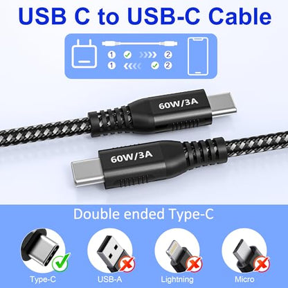 USB C to USB C Cable 20FT, Extra Long, 60W Fast Charging, USB 2.0 Data Sync - color: 20FT Long USB C Cable (Black)