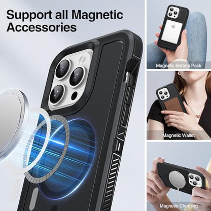 Magnetic for iPhone 13 Pro Case, Compatible with MagSafe, Shockproof Dustproof Drop Proof, Military Grade Double Layer Protection, Black - color: Magnetic Black, size: iPhone 13 PRO