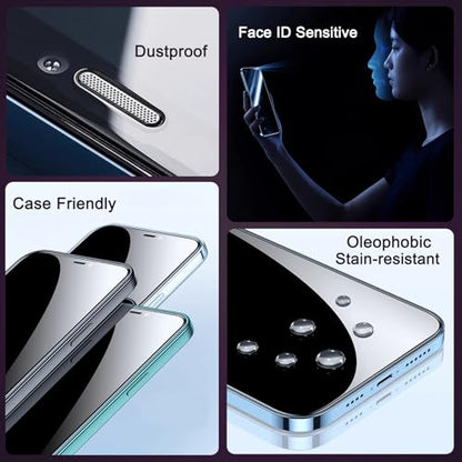 2 Pack Privacy Screen Protector [Auto-Alignment, Auto-Dust Removal] Easy Installation Full Coverage Shatterproof Anti-Spy Tempered Glass Film (for iPhone 12/12 Pro-6.1 Inches) - size: for iPhone 12/12 Pro-6.1 Inches