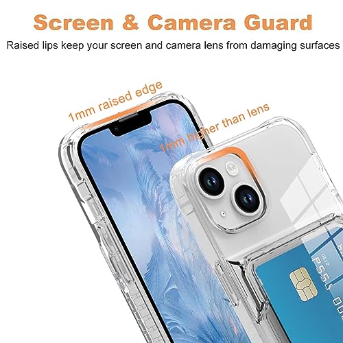 Wallet Case for iPhone 15 with 3 Credit Card Holder Slot Clear | Shockproof Hybrid Heavy Duty Protection Clear Phone Cover Compatible with iPhone 15 6.1 Inch 2023 - color: Clear, size: iPhone 15