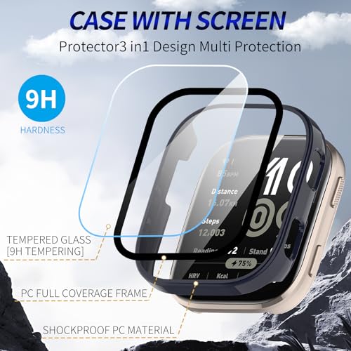 2 Pack for Amazfit Bip 6 Screen Protector Case - color: Navy Blue+Navy Blue