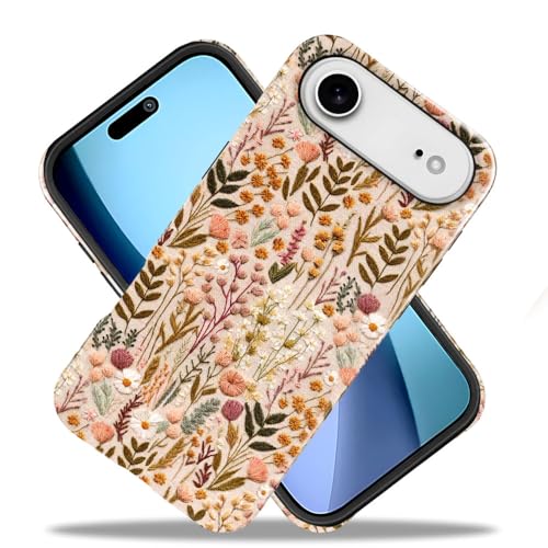 Compatible with iPhone 17 Air,Anti-Scratch Glossy Case Cover,Boho Romantic Embroidery Flower - color: Boho Romantic Embroidery Flower, size: IPhone 17 Air