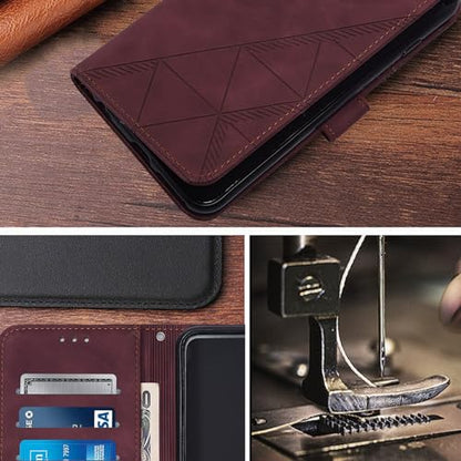 Faux Leather Flip Wallet Case for Motorola Moto G75, YBS WineRed | Card Slots Storage, Magnetic Closure, Hands-Free Kickstand, RFID Blocking, Precise Cutouts - color: Wine red