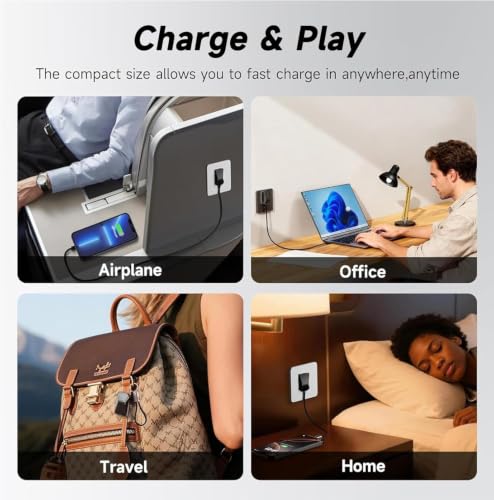 USB C Charger for iPhone 16/15 Charger Fast Charging, GaN Keychain Design Fast Wall Charger Block with 2 Pack USB C to C & C to Lightning Cable, Foldable and Compact for iPhone 17/16/15, iPad(Black) - color: Black