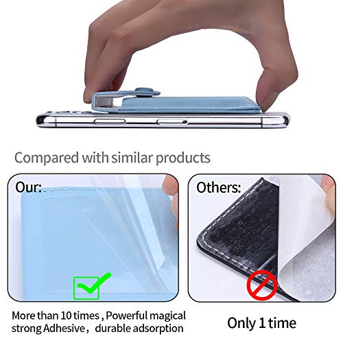 Self Adhesive Phone Card Wallet with Flip Cover, RFID Blocking, Blue - color: Light Blue