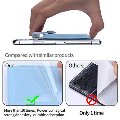 Self Adhesive Phone Card Wallet with Flip Cover, RFID Blocking, Blue - color: Light Blue