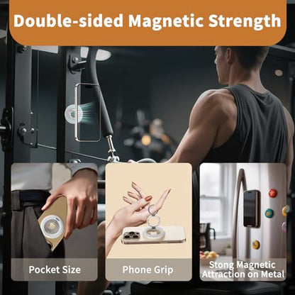 Phone Grip for MagSafe,Magnetic Phone Ring Holder,Cell Phone Grip Stand with Two-Sided Magnetic Finger Kickstand for iPhone 17 16 15 14 13 12 Samsung Android Phone Case (2 Metal Ring Include)