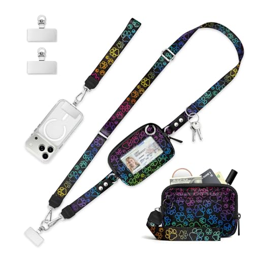 Clip and Go Strap for Phone with Wallet Crossbody Lanyard Dog Paw - color: Dog Paw