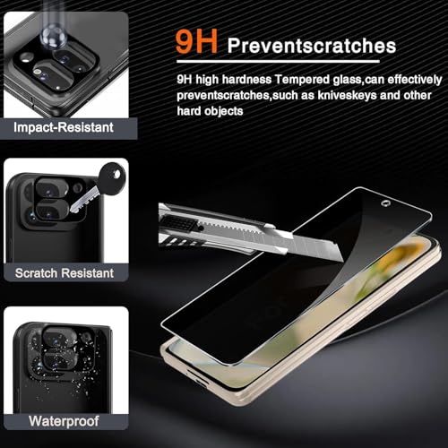 Ferilinso 2 Pack Privacy Screen Protector for Google Pixel 9 Pro Fold | 9H+ Tempered Glass Back&Camera Lens Protectors, Military-Grade Shatterproof, Case Friendly, Easy Installation Bubble Free - size: Google Pixel 9 Pro Fold