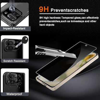 Ferilinso 2 Pack Privacy Screen Protector for Google Pixel 9 Pro Fold | 9H+ Tempered Glass Back&Camera Lens Protectors, Military-Grade Shatterproof, Case Friendly, Easy Installation Bubble Free - size: Google Pixel 9 Pro Fold