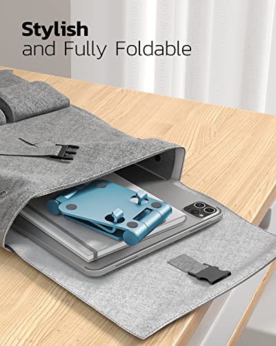 Nulaxy Full Aluminum Dual Folding Cell Phone Stand for Desk, Blue - color: F-Blue