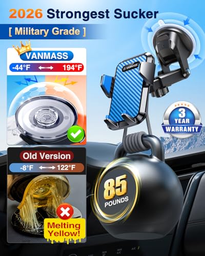 VANMASS【85+LBS Strongest Suction & Military-Grade Ultimate Car Phone Mount - color: Light Blue