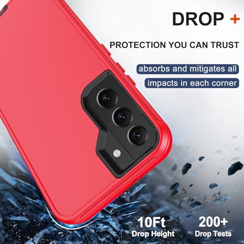 for Samsung Galaxy S22 Plus Case with Belt Clip Holster, 2X Screen Protector, [Military Grade Protection] Heavy Duty Full Body Shockproof Rugged Protective Cover for Samsung S22 Plus 5G Red - color: Red