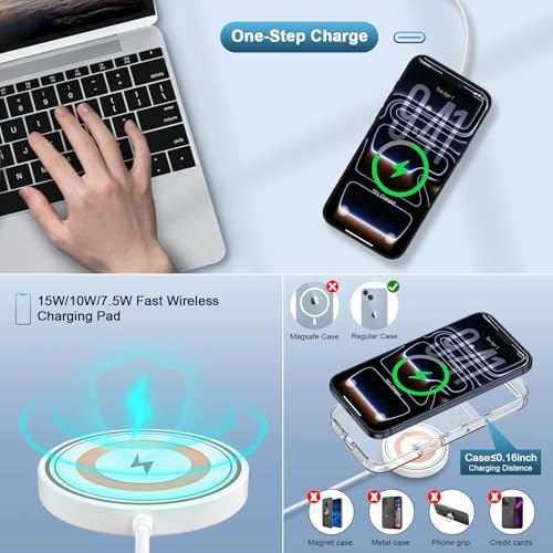 15W Magnetic Wireless Charger Pad for iPhone 18 Pro Max/Pro 17 Pro Max 17e - color: White