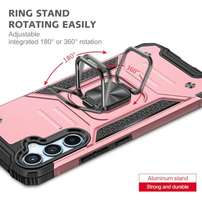 for Samsung S23 FE Case: S23 FE Case with Screen Protector: (Heavy Duty) Military Grade 360° Rotatable Kickstand Shockproof Protective Cases for Samsung Galaxy S23 FE (Rose Gold) - color: Samsung S23 FE Case Rose gold
